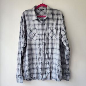 Travis Mathew Cloud Flannel Button Down Shirt | XL | Gray Plaid Pockets Soft